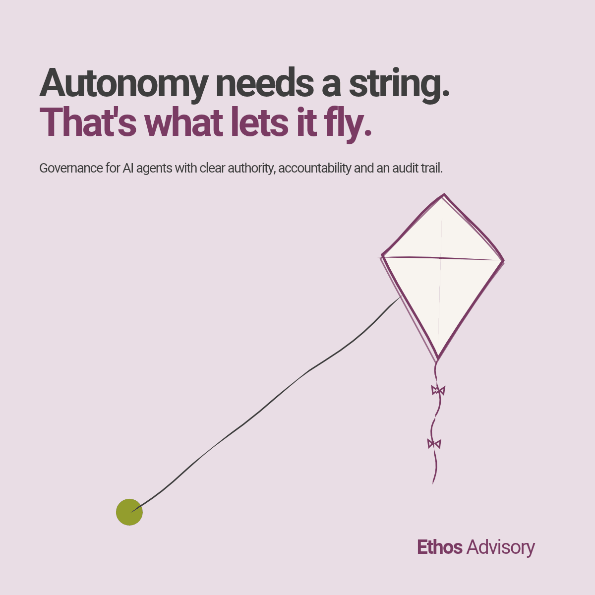 Autonomy needs a string. That's what lets it fly. Illustration of a kite on a string.